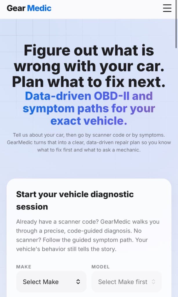 GearMedic: vehicle diagnostic session on mobile